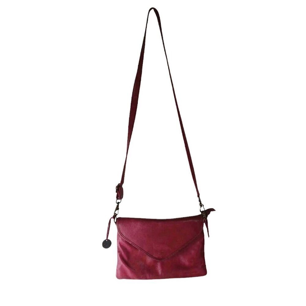Wanderers Travel Co. Leather‎ Burgundy Zipper Crossbody Bag Flap
